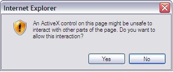 IE ActiveX warning dialog IE Active X warning dialog