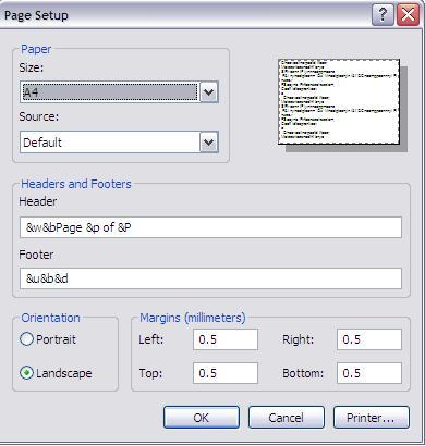 Page setup